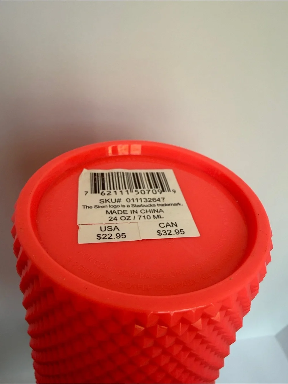 Starbucks “Kiwi Strawberry” Neon Coral Studded Collectible Cup with Lime Straw